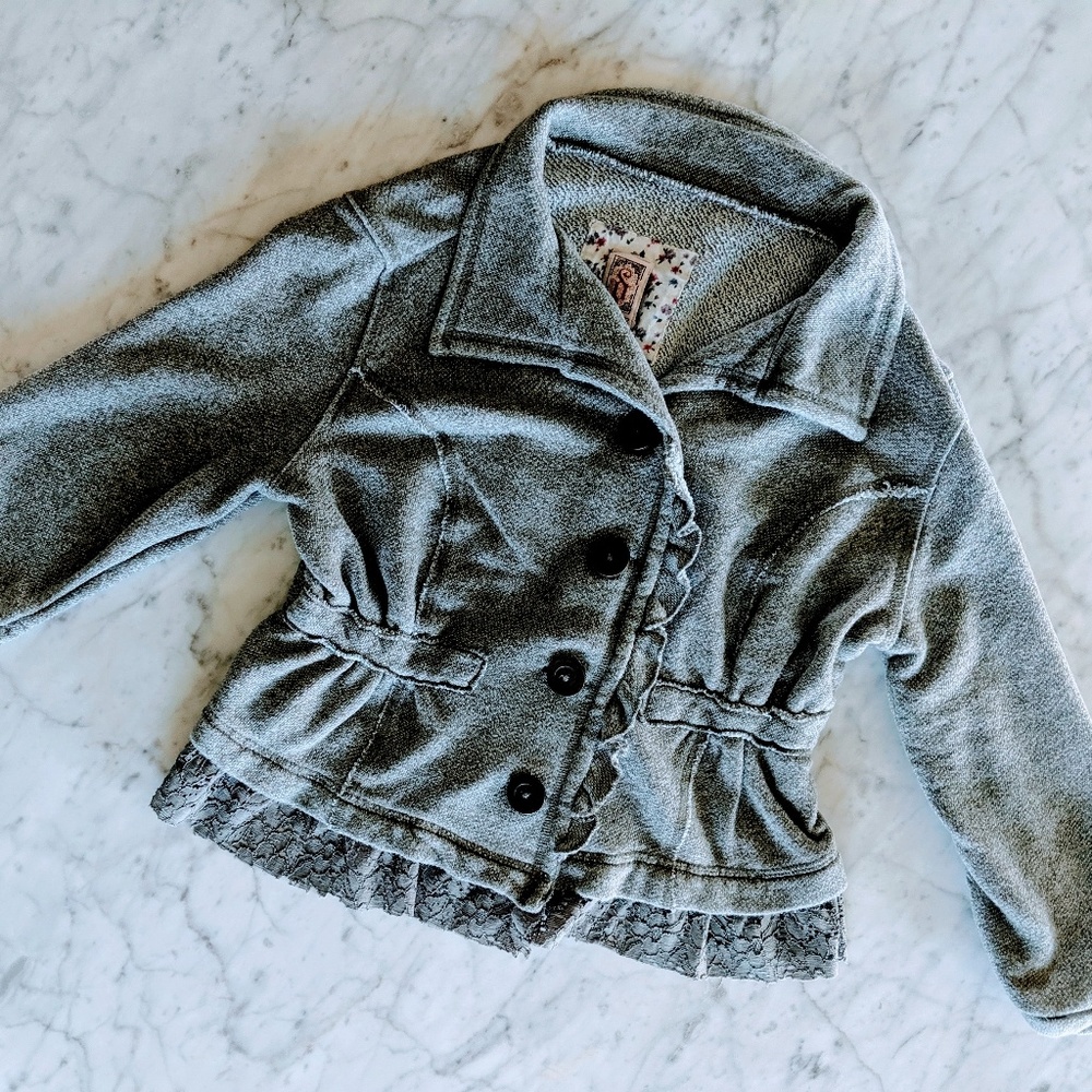 Decree Girls Ruffle Button up Jacket - Picture 3 of 5